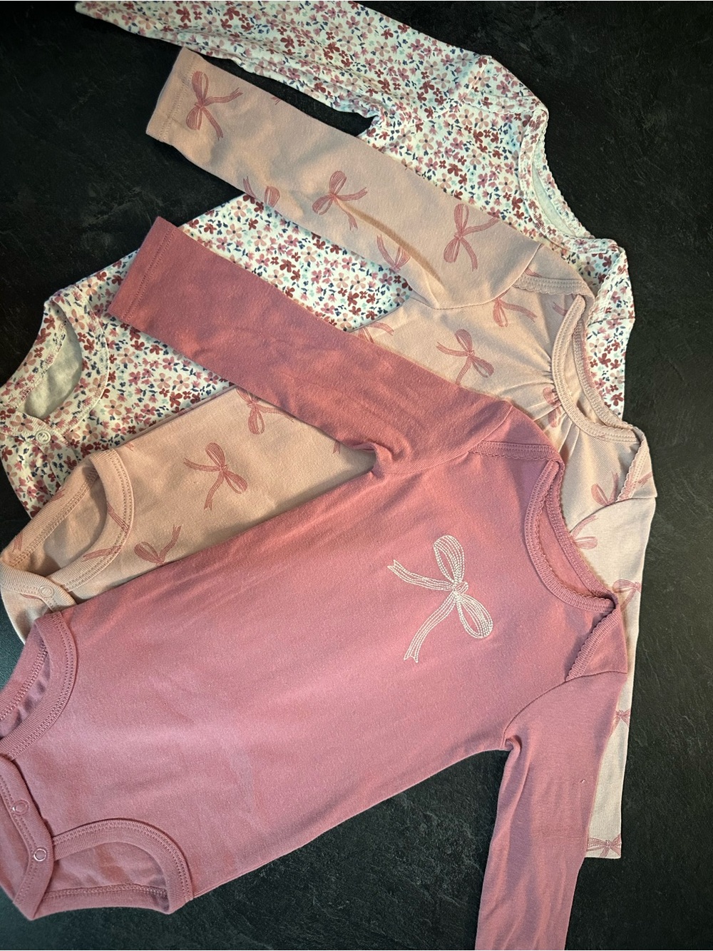 Carter's Dusty Rose Baby Bodysuit 18 Month Bundle NWOT Spring Fall Bow